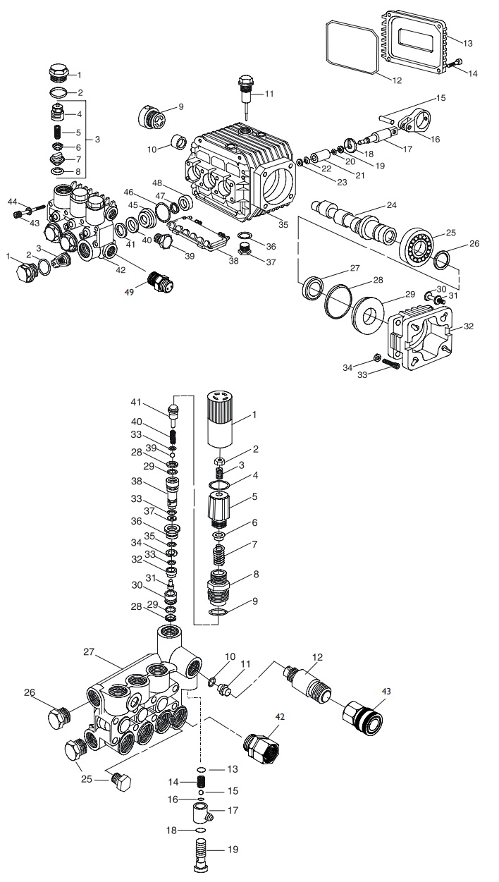 pump breakdown, Generac pressure washer model 1417-1 replacement parts, pump breakdown, repair kits, owners manual and upgrade pump